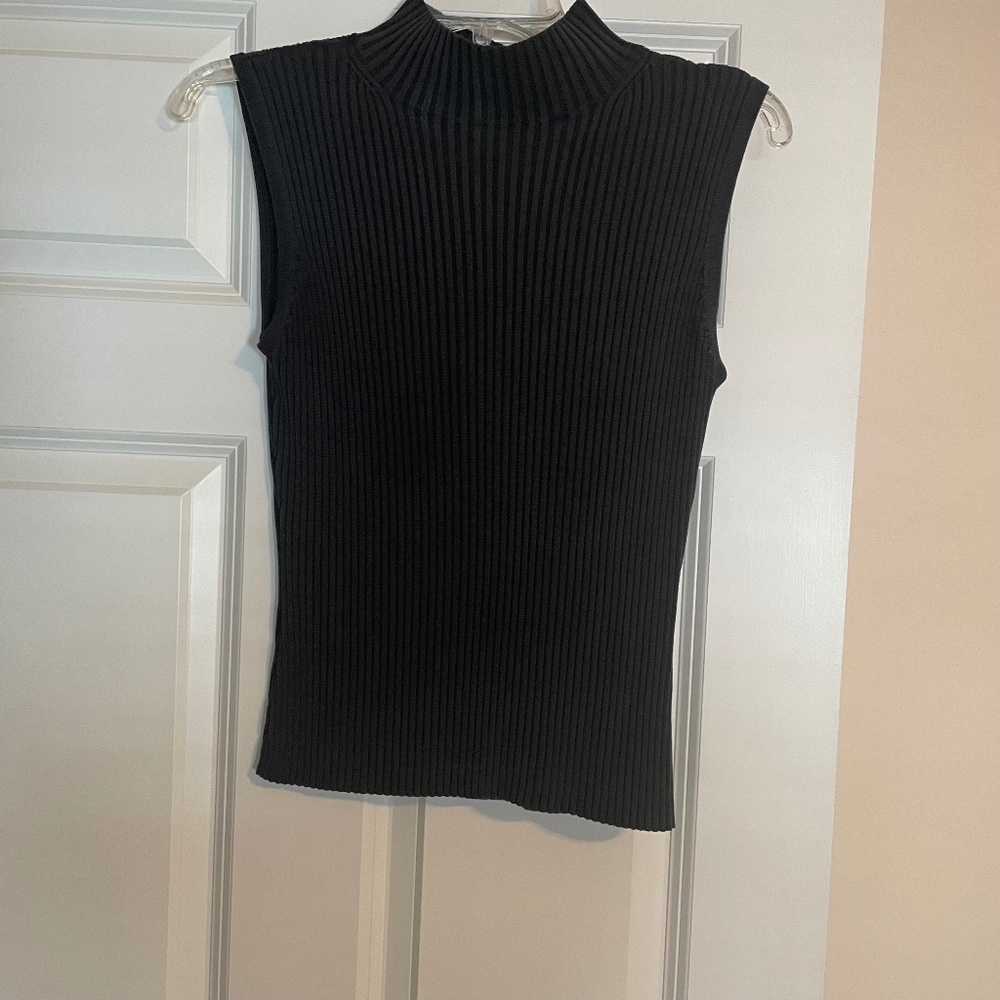 Joseph A silk sleeveless ribbed. turtleneck top, M